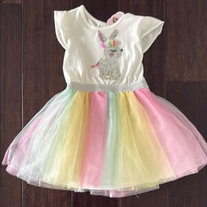 NWT Sequin Easter Bunny Dress with Rainbow Tutu!